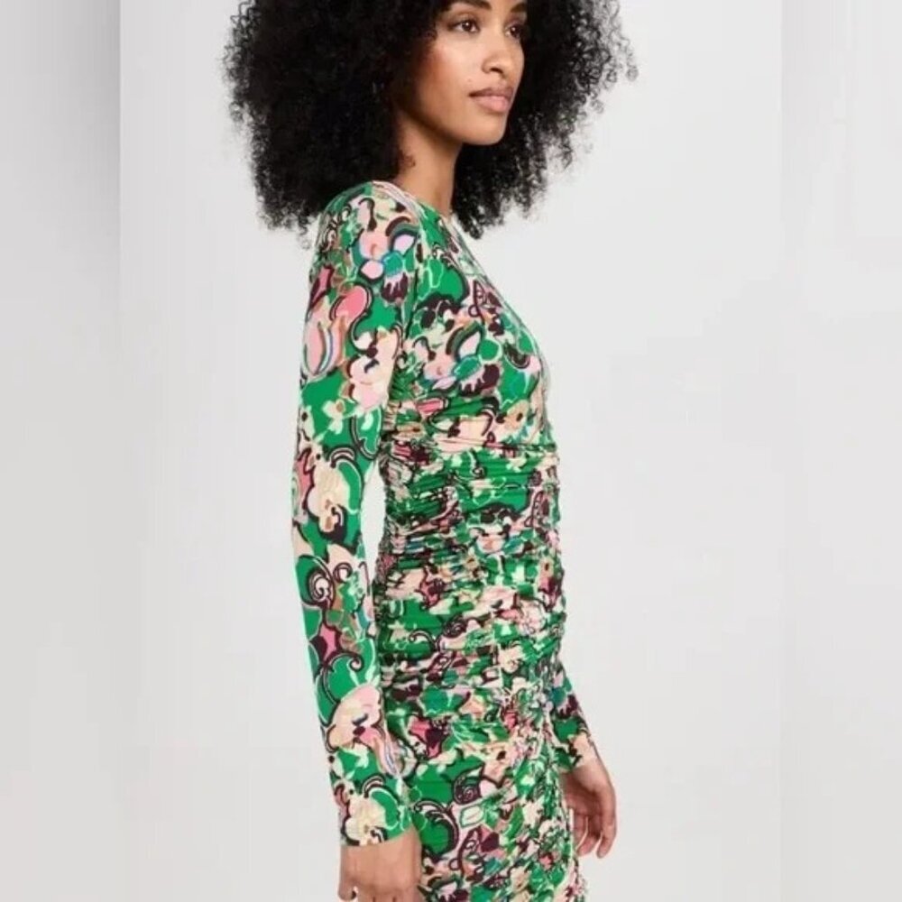 NWT A.L.C. Kiki Floral Ruched Mini Dress Size XS Stretch Bodycon - Picture 2 of 7